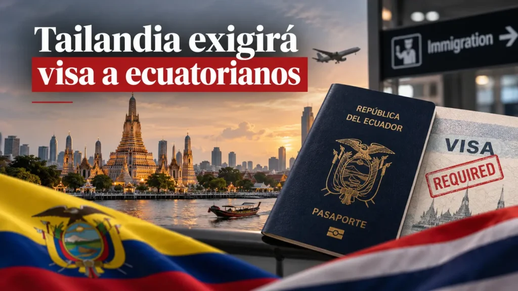 Tailandia exigirá visa a ecuatorianos desde septiembre de 2026.